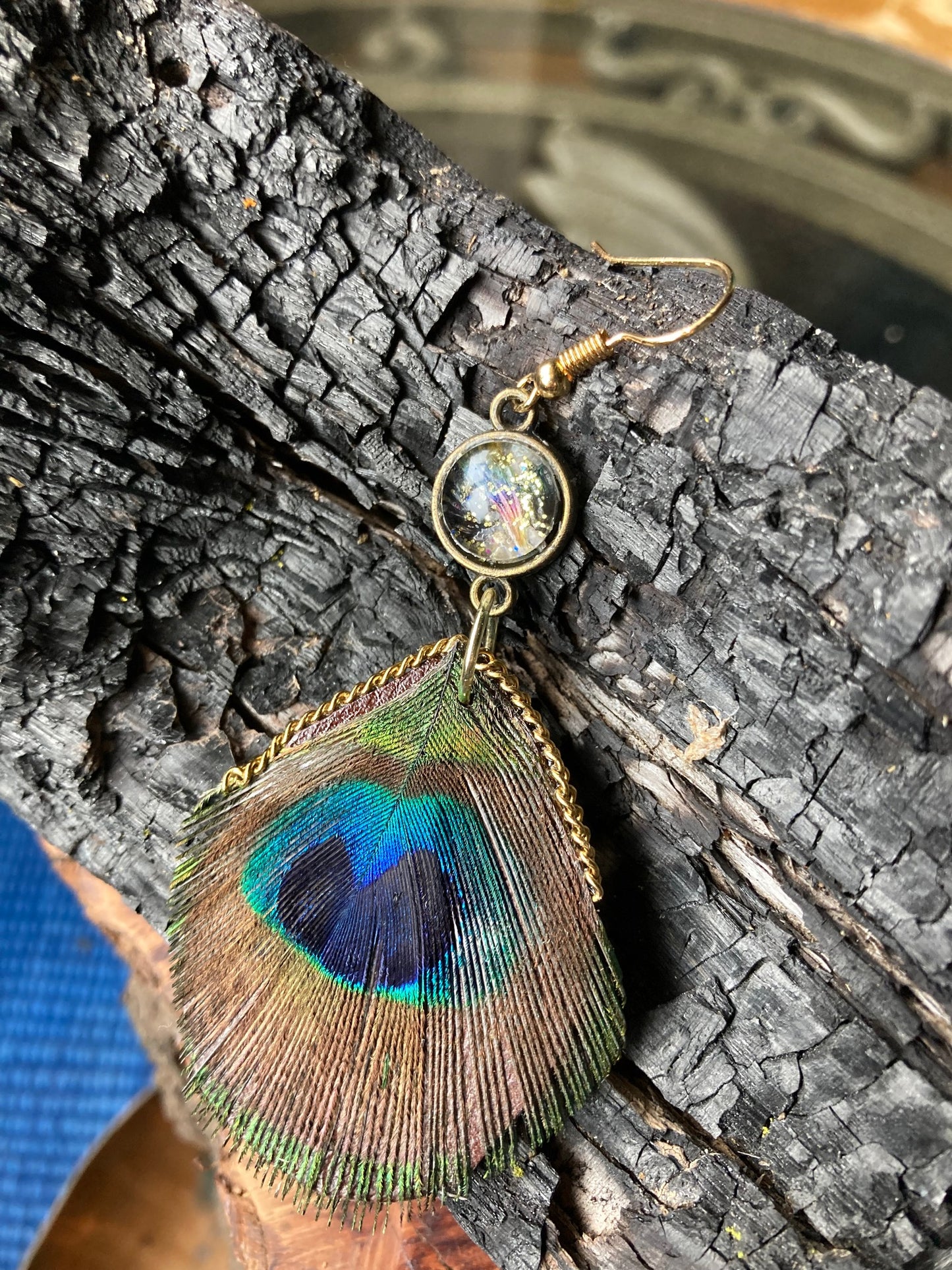 Individual Peacock double sided earring