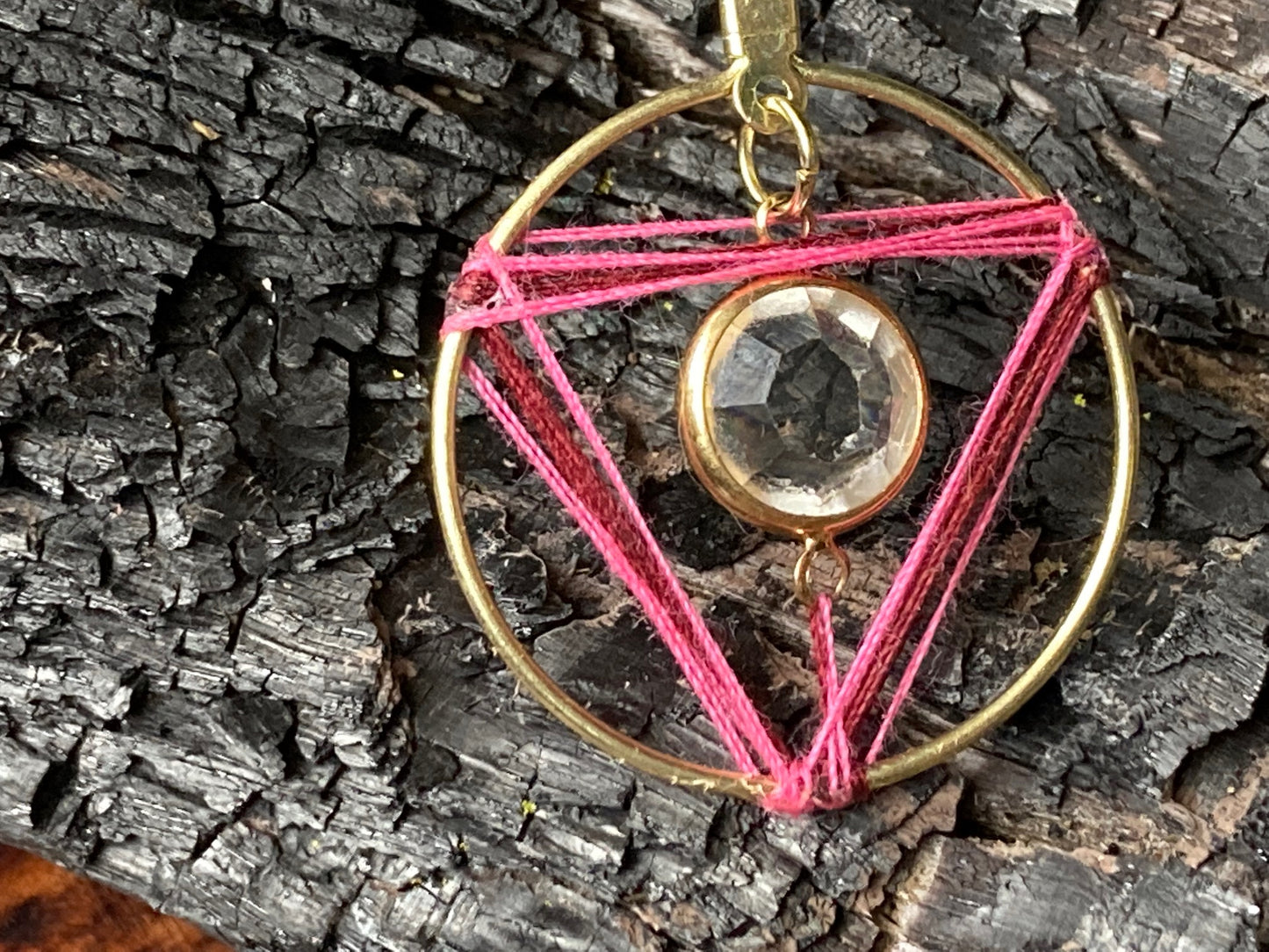 Rose string crystal gold circle earrings