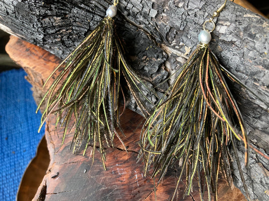 Wild large pixy cut Peapoof earrings with white fresh water pearl