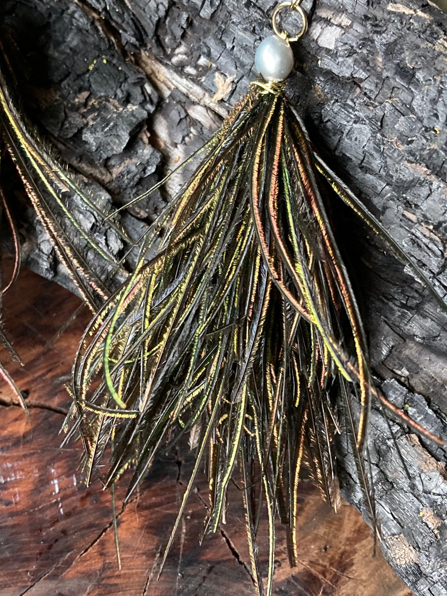 Wild large pixy cut Peapoof earrings with white fresh water pearl
