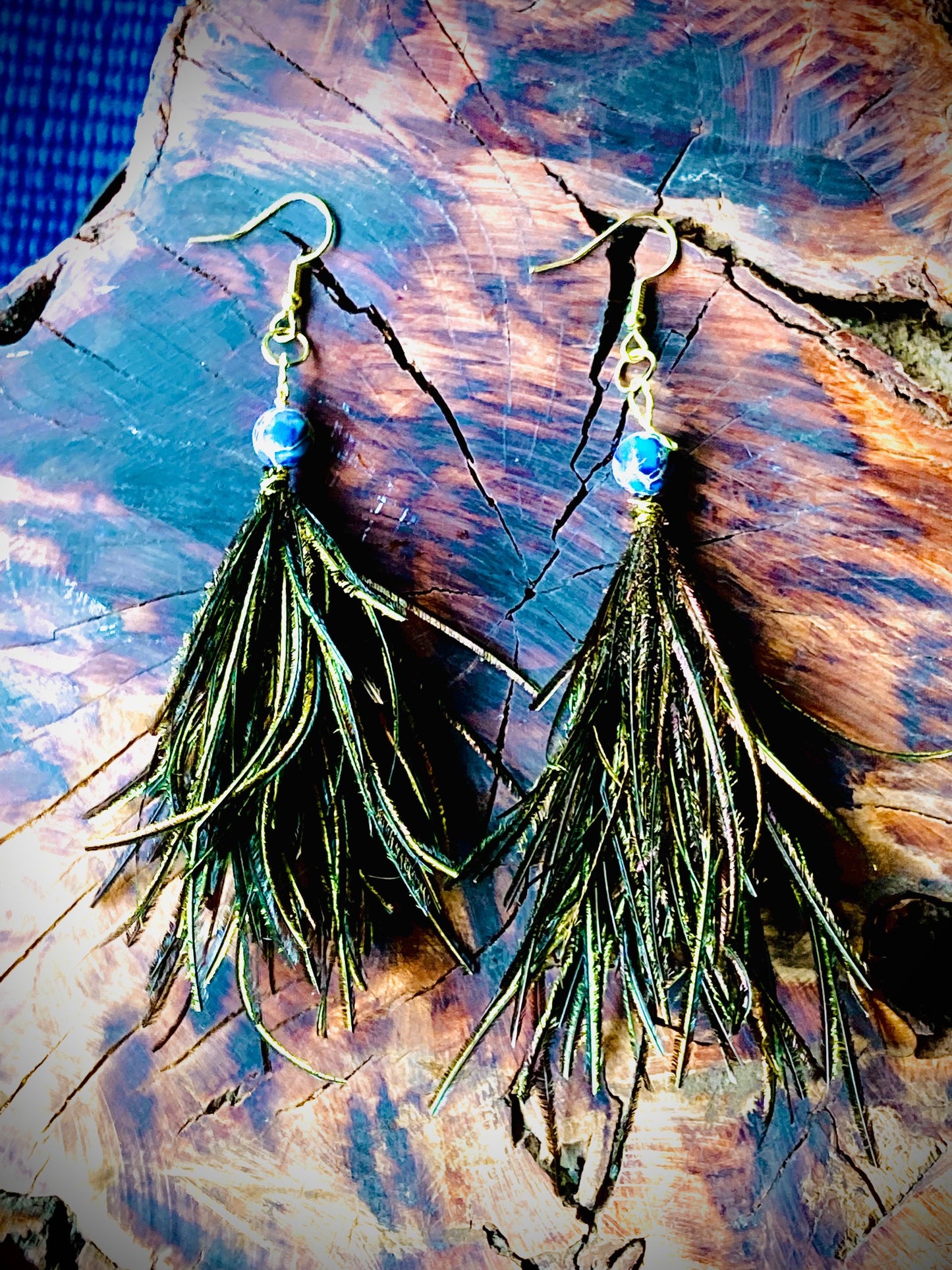 Peapoof earrings with semi precious round stone, large pixy cut