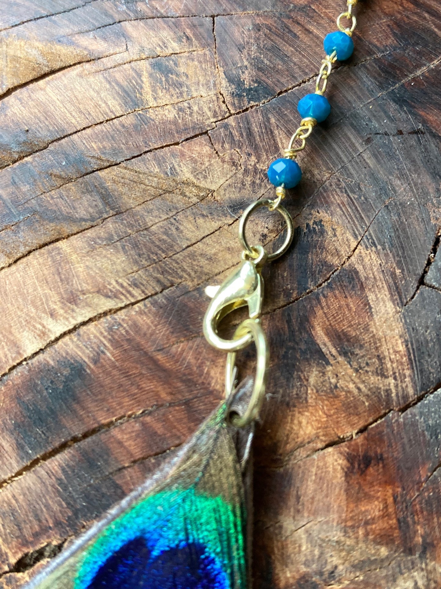 Hair charm dangle made of tanzanite bead chain with bracket for changeable charm