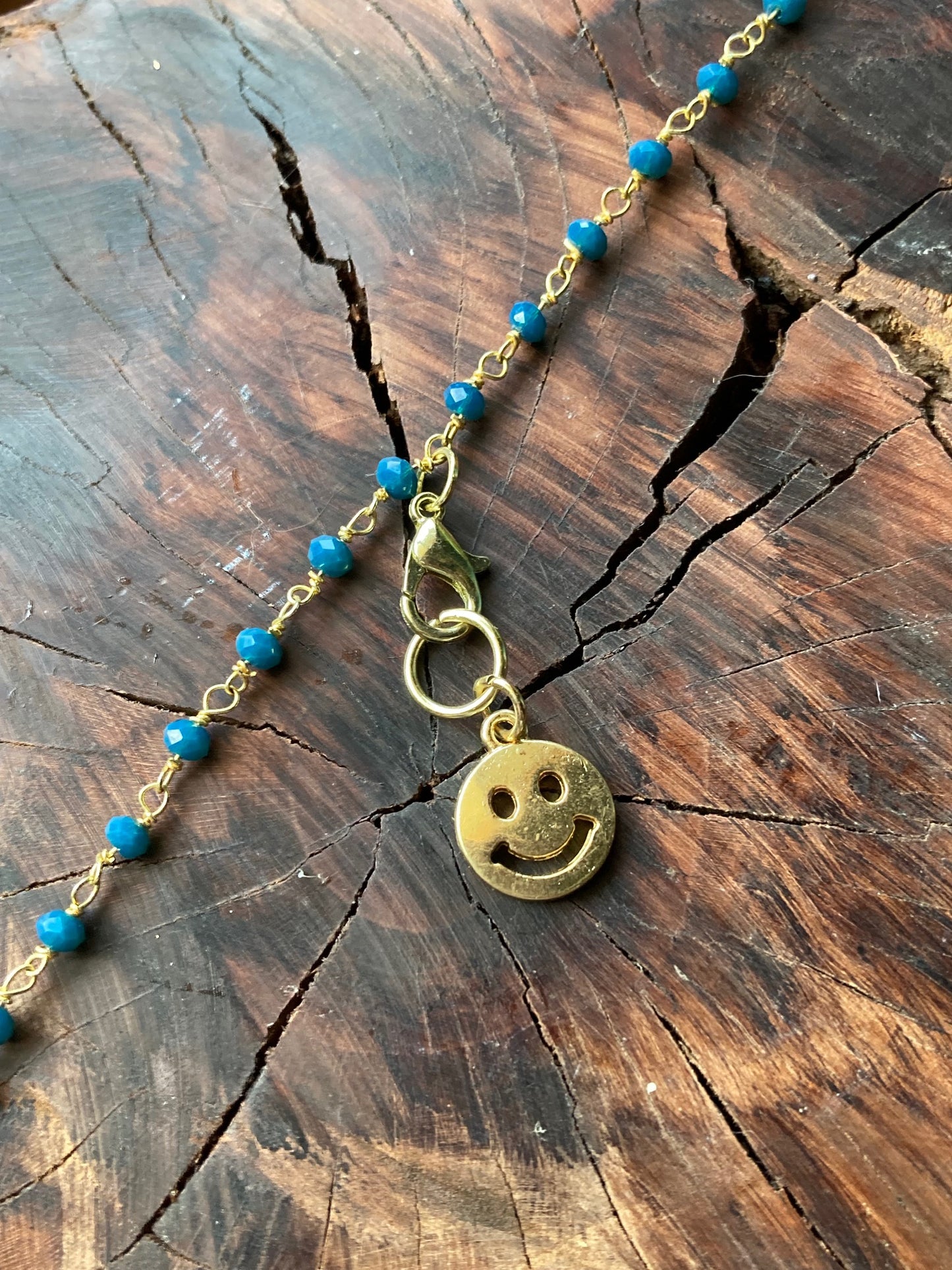 Hair charm dangle made of tanzanite bead chain with bracket for changeable charm