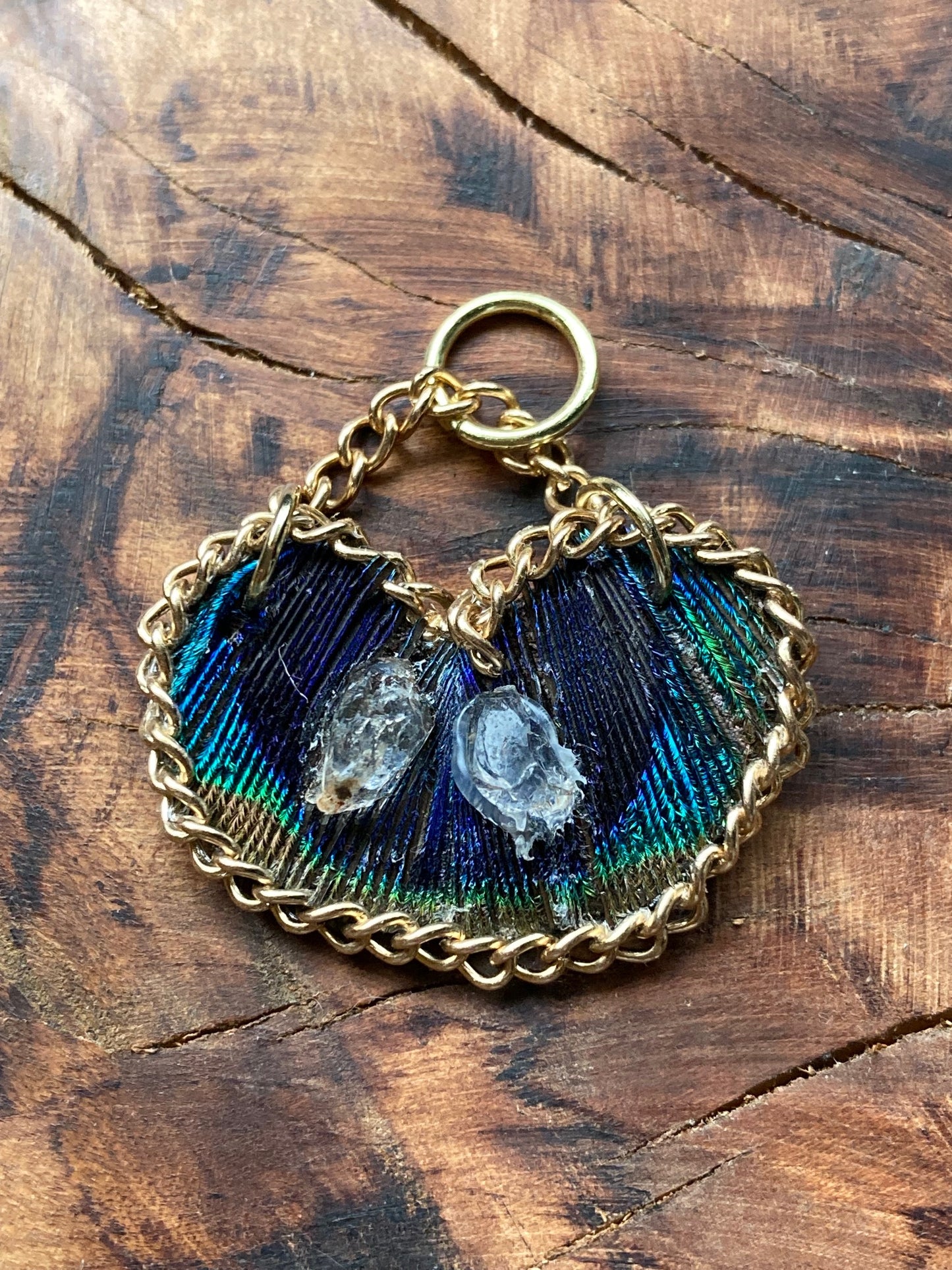 Small Feathered Button Heart adorned with Northern California damonds pendant