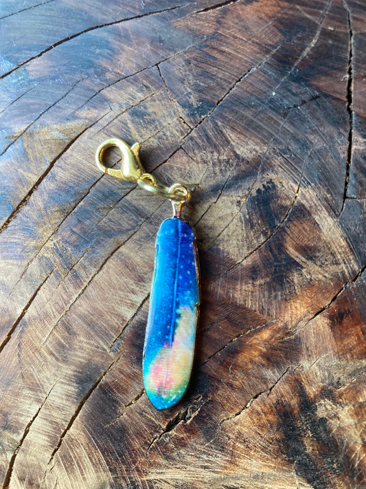 Enamel feather hook charm