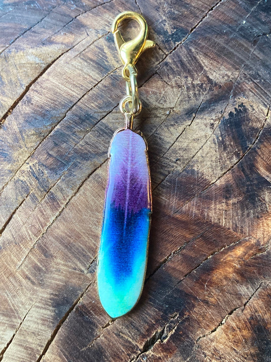 Enamel feather hook charm