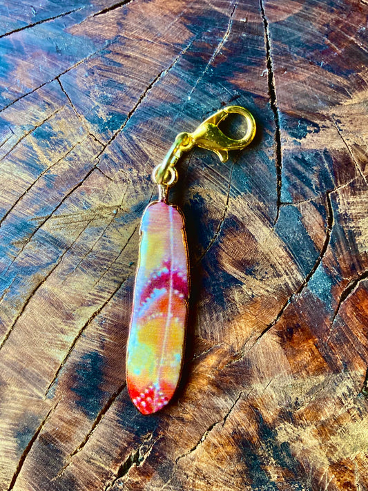 Enamel feather hook charm