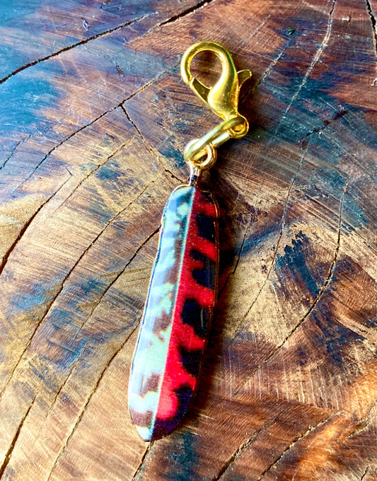 Enamel feather hook charm