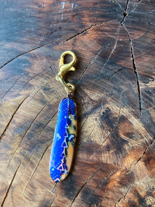 Enamel feather hook charm