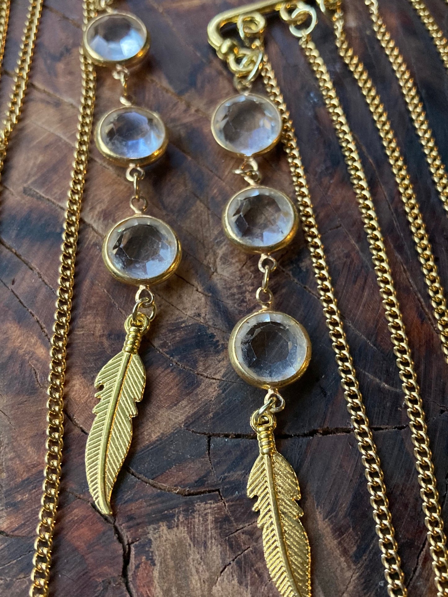 Gold dazzling crystal earcuffs