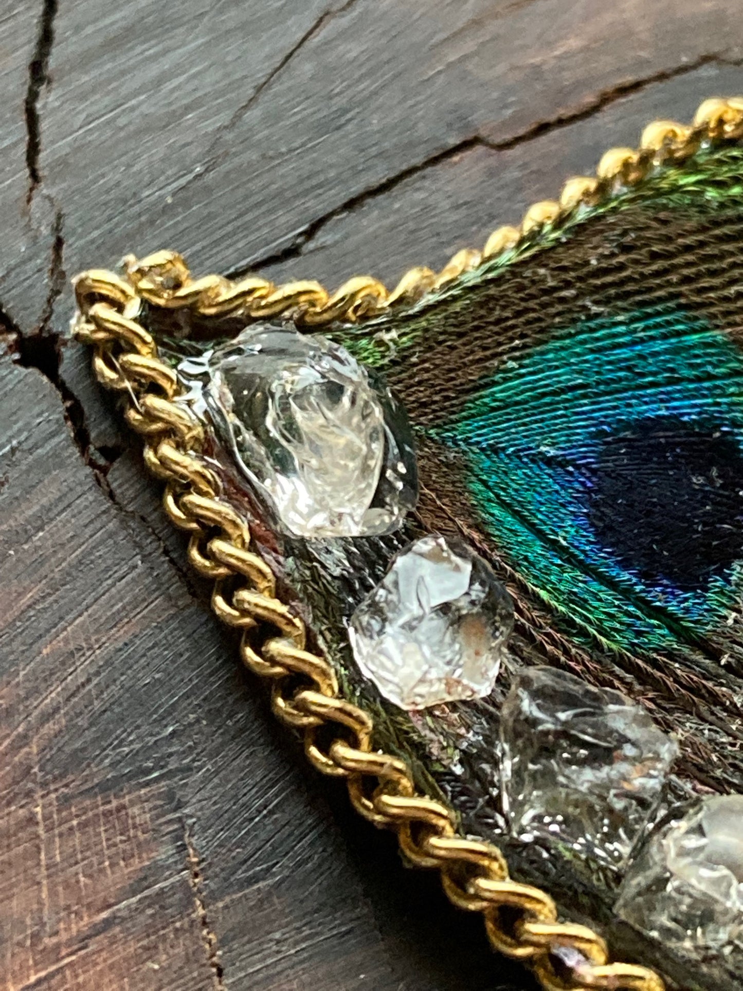 Feathered small heart pendant w/ Northern California diamonds